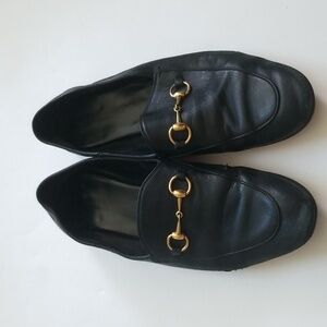 Gucci Black Leather Loafers Size 38.5 With Box